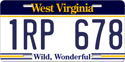 WV license plate 1RP678