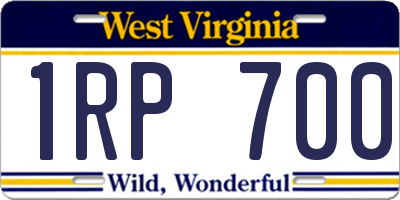WV license plate 1RP700