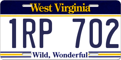 WV license plate 1RP702