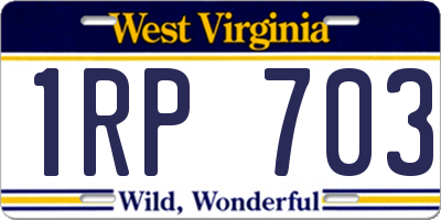 WV license plate 1RP703