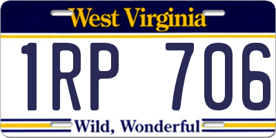 WV license plate 1RP706