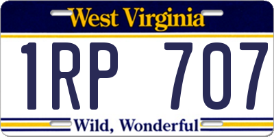 WV license plate 1RP707