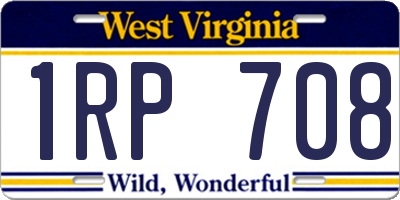 WV license plate 1RP708