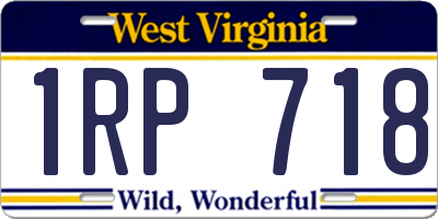 WV license plate 1RP718