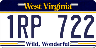 WV license plate 1RP722