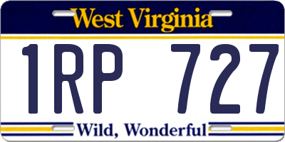 WV license plate 1RP727
