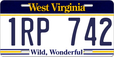 WV license plate 1RP742