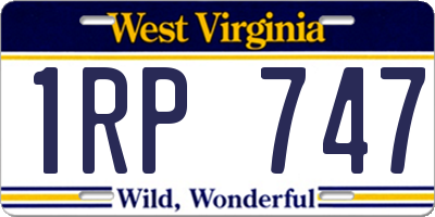 WV license plate 1RP747