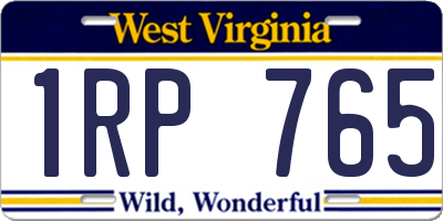 WV license plate 1RP765