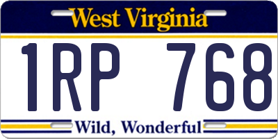 WV license plate 1RP768