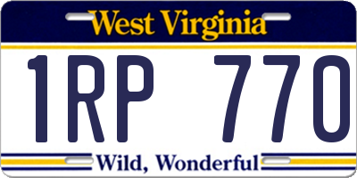 WV license plate 1RP770