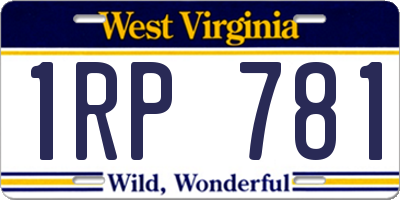 WV license plate 1RP781