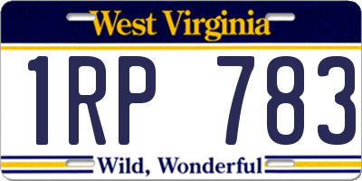 WV license plate 1RP783