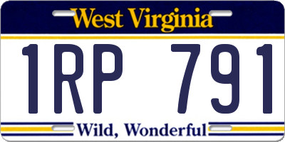 WV license plate 1RP791
