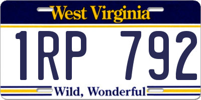 WV license plate 1RP792