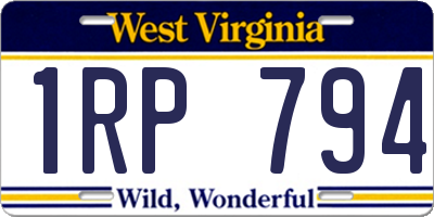 WV license plate 1RP794