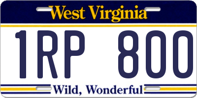 WV license plate 1RP800