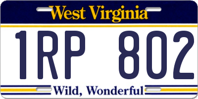 WV license plate 1RP802