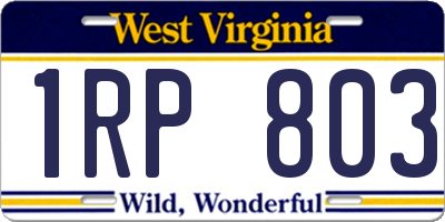 WV license plate 1RP803