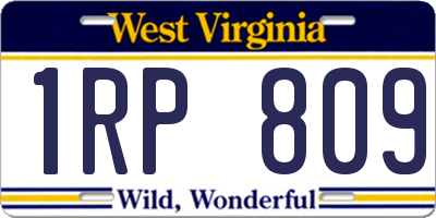 WV license plate 1RP809