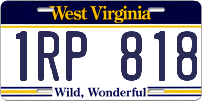 WV license plate 1RP818
