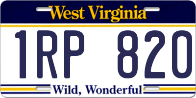 WV license plate 1RP820