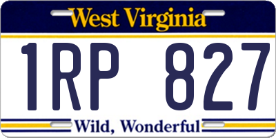 WV license plate 1RP827
