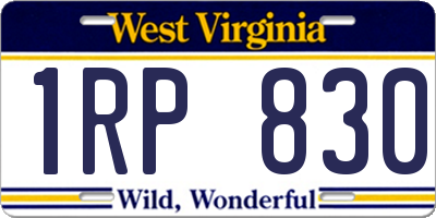 WV license plate 1RP830