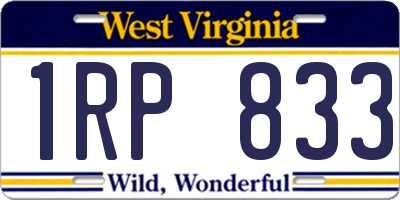 WV license plate 1RP833