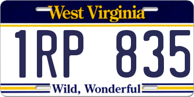 WV license plate 1RP835