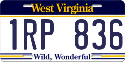 WV license plate 1RP836