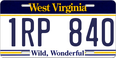 WV license plate 1RP840