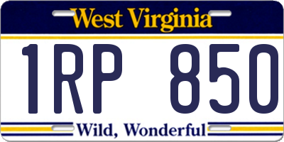 WV license plate 1RP850