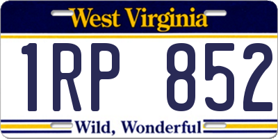 WV license plate 1RP852