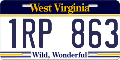 WV license plate 1RP863