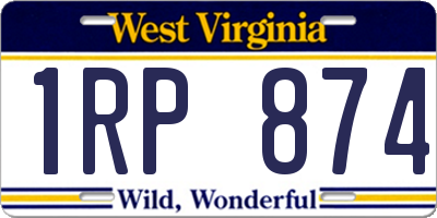 WV license plate 1RP874