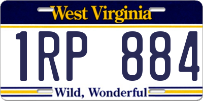 WV license plate 1RP884