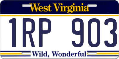 WV license plate 1RP903