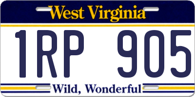WV license plate 1RP905