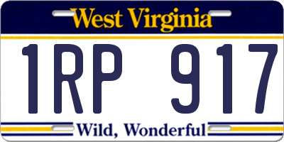 WV license plate 1RP917