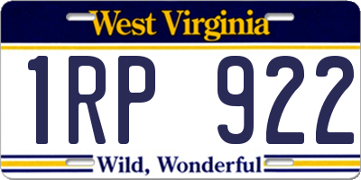 WV license plate 1RP922