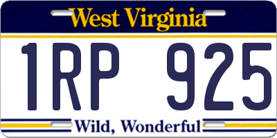 WV license plate 1RP925