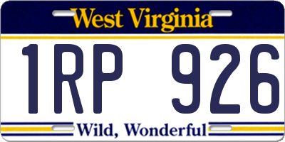 WV license plate 1RP926