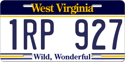 WV license plate 1RP927