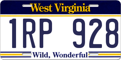 WV license plate 1RP928