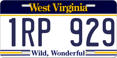 WV license plate 1RP929
