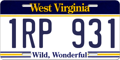 WV license plate 1RP931