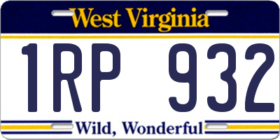 WV license plate 1RP932