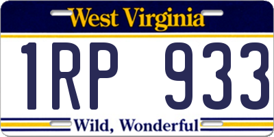 WV license plate 1RP933