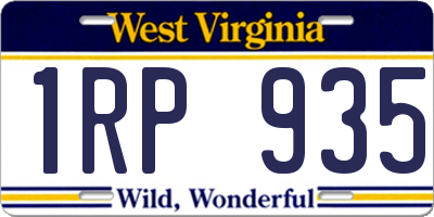 WV license plate 1RP935